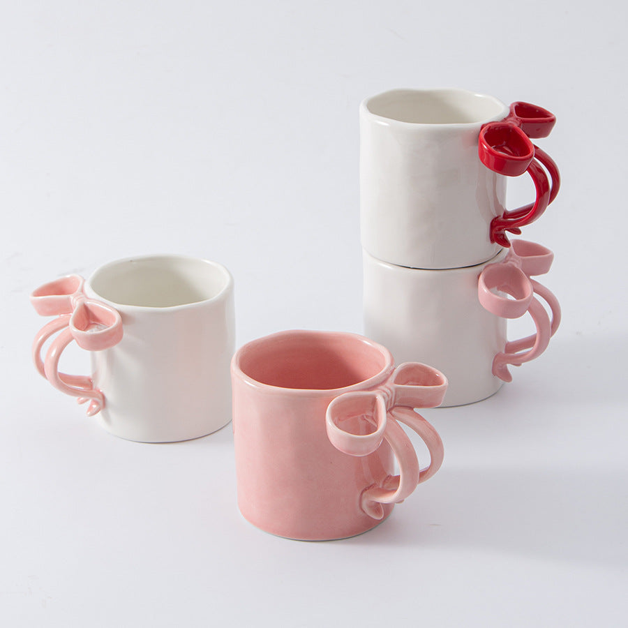 Ribbon Bow Ceramic Mugs